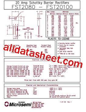 FST2080 Datasheet PDF - Microsemi Corporation