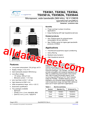 TSX562IYST Datasheet PDF - STMicroelectronics