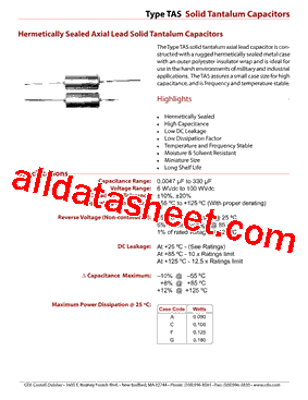 TAS823K050P1A Datasheet PDF - Cornell Dubilier Electronics