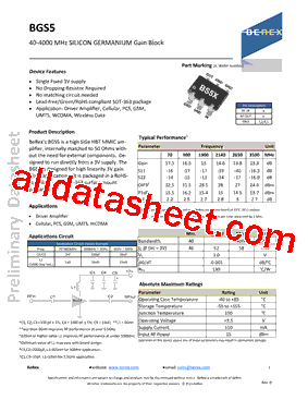 BGS5 Datasheet PDF - BeRex Corporation