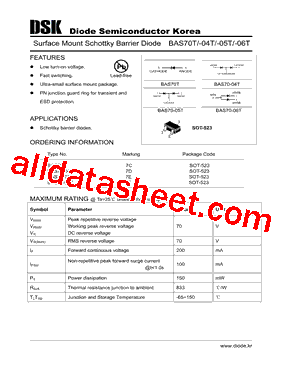 BAS70T Datasheet PDF - Diode Semiconductor Korea