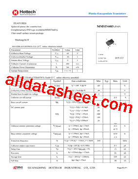 MMST4403 Datasheet PDF - GUANGDONG HOTTECH INDUSTRIAL CO.,LTD.