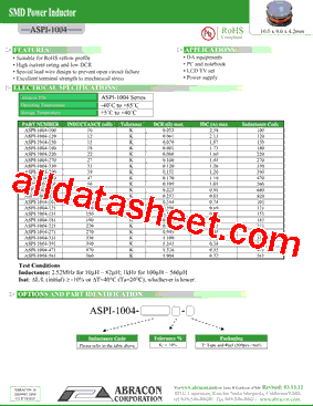 ASPI-1004 Datasheet PDF - Abracon Corporation