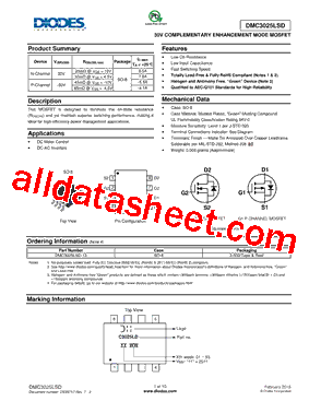 DMC3025LSD Datasheet PDF - Diodes Incorporated