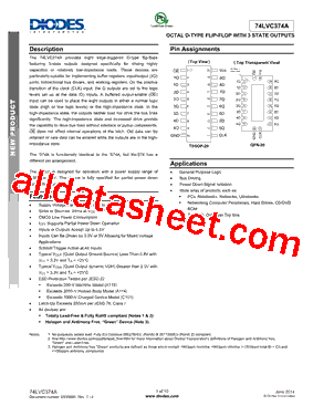 74LVC374AT20 Datasheet PDF - Diodes Incorporated