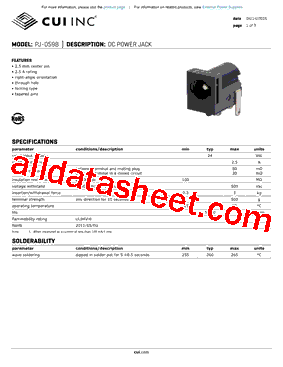 PJ-059B Datasheet PDF - CUI INC