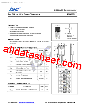 2SD2001 Datasheet PDF - Inchange Semiconductor Company Limited