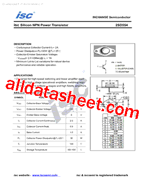 2SD554 Datasheet PDF - Inchange Semiconductor Company Limited