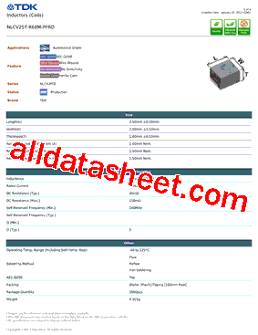 NLCV25T-R68M-PFRD Datasheet PDF - TDK Electronics