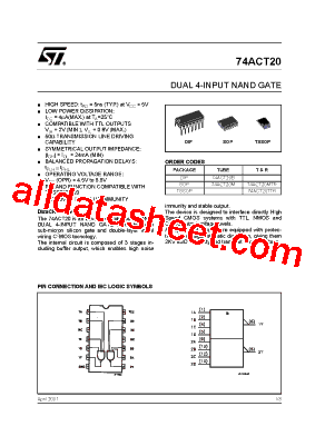 74ACT20 Datasheet PDF - STMicroelectronics