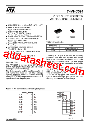 74VHC594 Datasheet PDF - STMicroelectronics