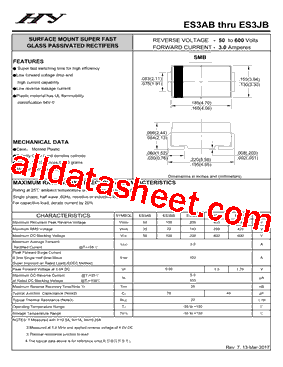 ES3JB Datasheet PDF - HY ELECTRONIC CORP.