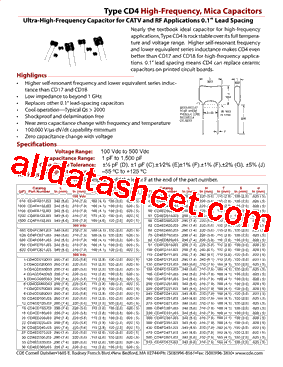 CD4CD030D03 Datasheet PDF - Cornell Dubilier Electronics