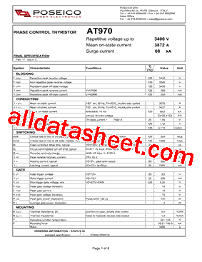 AT970 Datasheet PDF - Power Semiconductors