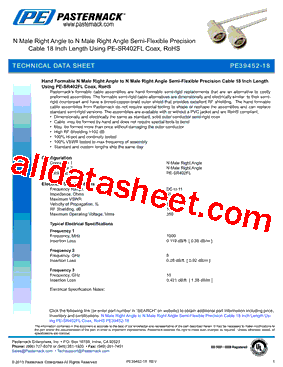 PE39452-18 Datasheet PDF - Pasternack Enterprises, Inc.
